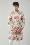 Buy_Arihant Rai Sinha_Floral Printed Beige Sherwani Set _Online_at_Aza_Fashions