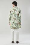 Shop_Arihant Rai Sinha_Green Floral Print Semi Indo Sherwani Set _at_Aza_Fashions