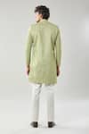 Shop_Arihant Rai Sinha_Green Woven Suede Sherwani Set _at_Aza_Fashions