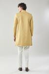 Shop_Arihant Rai Sinha_Yellow Woven Suede Sherwani And White Pollo Pant _at_Aza_Fashions