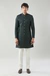 Arihant Rai Sinha_Green Woven Jacquard Sherwani And White Pant _Online_at_Aza_Fashions