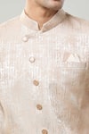 Arihant Rai Sinha_Pink Woven Jacquard Semi Indo Sherwani Set _Online_at_Aza_Fashions