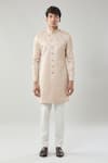 Buy_Arihant Rai Sinha_Pink Woven Jacquard Semi Indo Sherwani Set _Online_at_Aza_Fashions