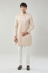 Buy_Arihant Rai Sinha_Pink Woven Jacquard Semi Indo Sherwani Set 