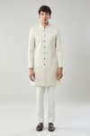 Buy_Arihant Rai Sinha_Gold Woven Jacquard Sherwani And Pollo Pant _Online_at_Aza_Fashions