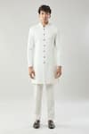 Arihant Rai Sinha_White Woven Jacquard Sherwani And Pollo Pant Set _Online_at_Aza_Fashions