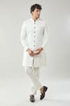 Shop_Arihant Rai Sinha_White Woven Jacquard Sherwani And Pollo Pant Set 