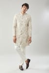 Buy_Arihant Rai Sinha_Beige Woven Jacquard Sherwani And White Pollo Pant 
