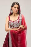 Samyukta Singhania_Maroon Embroidery, Sequins Sweetheart Neck Lehenga Set _Online_at_Aza_Fashions