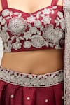 Samyukta Singhania_Maroon Embroidery, Sequins Sweetheart Neck Lehenga Set _at_Aza_Fashions