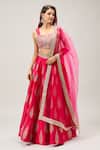 Shop_Samyukta Singhania_Pink Net Embroidery Lehenga Set _Online_at_Aza_Fashions