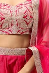 Buy_Samyukta Singhania_Pink Net Embroidery Lehenga Set 