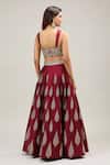 Shop_Samyukta Singhania_Maroon Net Embroidery Lehenga Set _at_Aza_Fashions