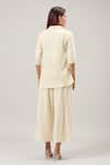 Shop_Naintara Bajaj_Off White Cotton Embroidery Collared Shirt And Pant Set _at_Aza_Fashions