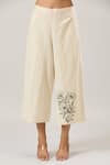 Buy_Naintara Bajaj_Off White Cotton Embroidery Collared Shirt And Pant Set 
