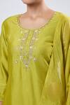 Buy_Samyukta Singhania_Yellow Embroidery Round Neck Gaji Silk Kurta Set