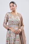 Buy_Samyukta Singhania_Gray Floral Foil Anarkali Kurta Set 