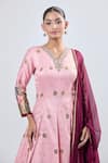 Samyukta Singhania_Pink Foil Digital Anarkali Kurta Set _at_Aza_Fashions