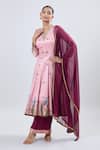 Shop_Samyukta Singhania_Pink Foil Digital Anarkali Kurta Set 