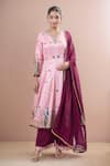 Buy_Samyukta Singhania_Pink Foil Digital Anarkali Kurta Set _at_Aza_Fashions