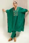 Buy_PRAHNAAYA_Green Moroccan Star Kaftan With Pants _at_Aza_Fashions