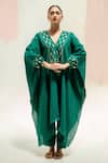 Shop_PRAHNAAYA_Green Moroccan Star Kaftan With Pants _Online_at_Aza_Fashions