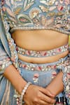 Buy_Samyukta Singhania_Blue Net Sequins, Embroidery, Tassels, Beads Floral Lehenga Set _Online_at_Aza_Fashions