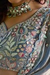 Shop_Samyukta Singhania_Blue Net Sequins, Embroidery, Tassels, Beads Floral Lehenga Set _Online_at_Aza_Fashions