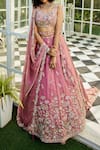 Samyukta Singhania_Pink Net Embroidery Lehenga Set_at_Aza_Fashions