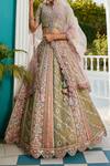 Samyukta Singhania_Multi Color Net Sequins, Embroidery Round Neck Lehenga Set_Online_at_Aza_Fashions