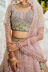 Buy_Samyukta Singhania_Multi Color Net Sequins, Embroidery Round Neck Lehenga Set_Online_at_Aza_Fashions