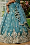 Samyukta Singhania_Blue Organza Tassels, Sequins, Embroidery Lehenga Set _Online_at_Aza_Fashions