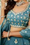 Buy_Samyukta Singhania_Blue Organza Tassels, Sequins, Embroidery Lehenga Set _Online_at_Aza_Fashions
