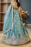 Shop_Samyukta Singhania_Blue Organza Tassels, Sequins, Embroidery Lehenga Set _at_Aza_Fashions