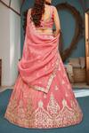 Shop_Samyukta Singhania_Pink Organza Sequins, Zari, Embroidery Lehenga Set _at_Aza_Fashions
