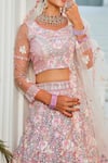 Samyukta Singhania_Gray Tissue, Silk Sequins, Embroidery Round Neck Grey Floral Lehenga Set _Online_at_Aza_Fashions