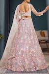 Shop_Samyukta Singhania_Gray Tissue, Silk Sequins, Embroidery Round Neck Grey Floral Lehenga Set _at_Aza_Fashions