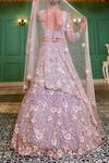 Shop_Samyukta Singhania_Mauve Tissue Embroidery, Sequins Round Neck Floral Lehenga Set_at_Aza_Fashions