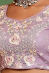 Buy_Samyukta Singhania_Mauve Tissue Embroidery, Sequins Round Neck Floral Lehenga Set_Online_at_Aza_Fashions