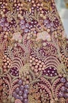 Shop_Samyukta Singhania_Burgundy Net Sequins, Embroidery Round Neck Floral Lehenga Set _Online_at_Aza_Fashions