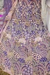 Shop_Samyukta Singhania_Purple Net Sequins, Embroidery Round Neck Lehenga Set