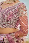 Samyukta Singhania_Lavender Net Sequins, Embroidery V-neck Lehenga Set _Online_at_Aza_Fashions