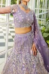 Buy_Samyukta Singhania_Mauve Net Sequins, Embroidery Lehenga Set _Online_at_Aza_Fashions