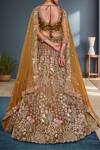 Shop_Samyukta Singhania_Mustard Net Sequins, Embroidery Lehenga Set_at_Aza_Fashions