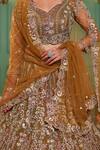 Buy_Samyukta Singhania_Mustard Net Sequins, Embroidery Lehenga Set_Online_at_Aza_Fashions