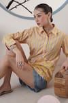 Buy_Surabhi Arya_Yellow Poplin Collared Striped Shirt _Online_at_Aza_Fashions