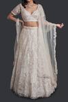 Buy_Samyukta Singhania_Cream Net Beads, Embroidery, Sequins Lehenga Set_Online_at_Aza_Fashions