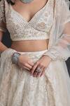 Shop_Samyukta Singhania_Cream Net Beads, Embroidery, Sequins Lehenga Set_Online_at_Aza_Fashions