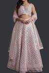 Samyukta Singhania_Pink Silk, Net Mirrors, Tassels Light Embroidered Lehenga Set_at_Aza_Fashions