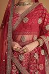 Buy_Samyukta Singhania_Red Silk, Net Sequins, Embroidery Sweetheart Neck Lehenga Set